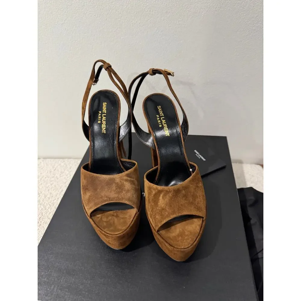 SAINT LAURENT JODIE PLATFORM SANDALS IN SUEDE LAND BNIB 39 - Picture 7 of 11